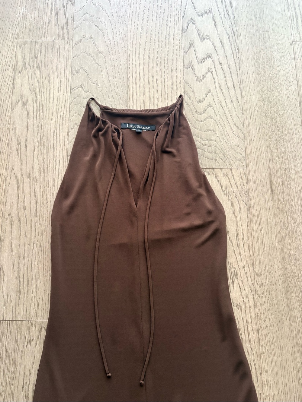Lida Baday Brown Halter Tie-Neck Dress